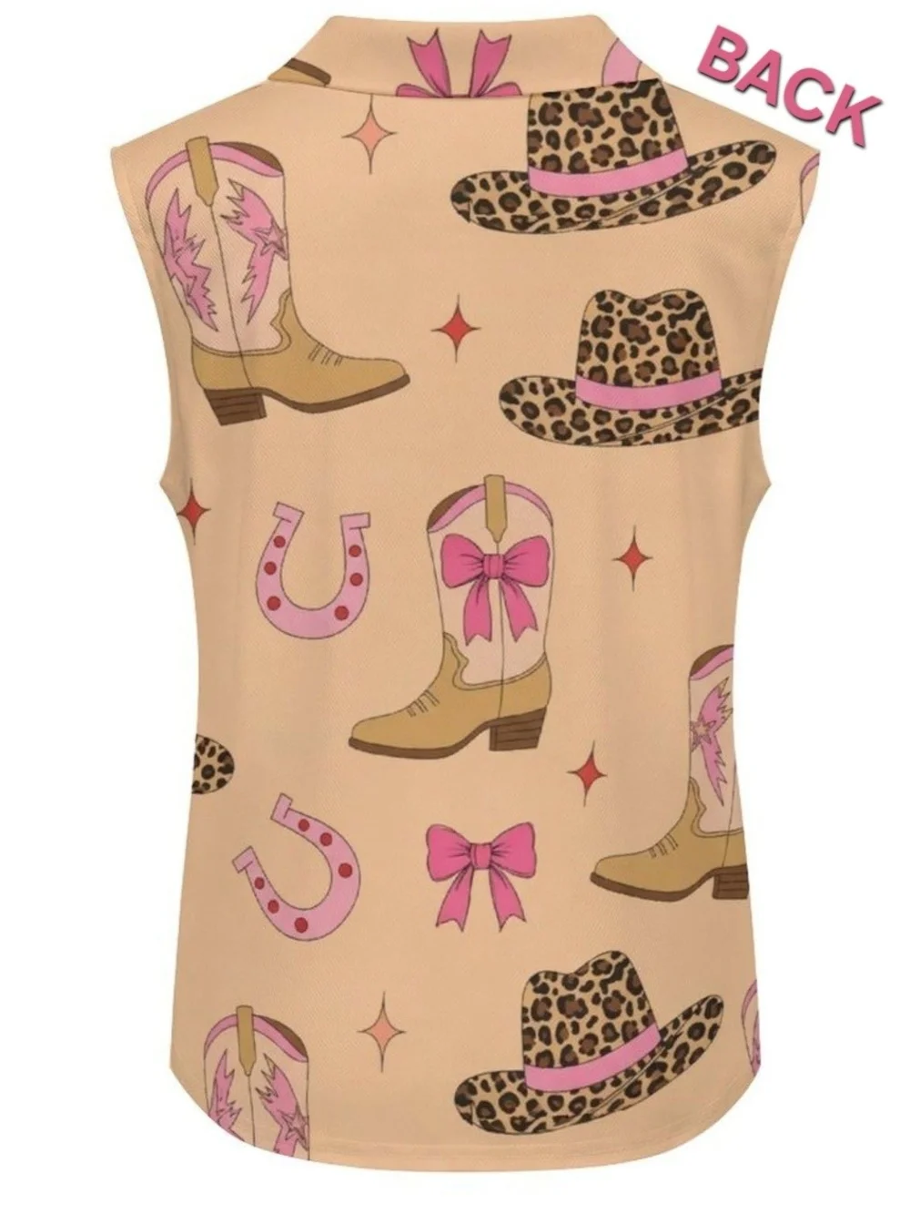 NEW! Retro Coquette Cowgirl Sleeveless Golf Tennis Pickleball Polo (SMALL)